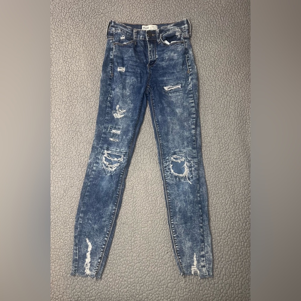 Mudd Denim Distressed High Rise FLX Stretch Ankle Jeggings Juniors Size 1